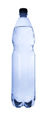 Plastic bottle of drinking water isolated on whiteの写真素材