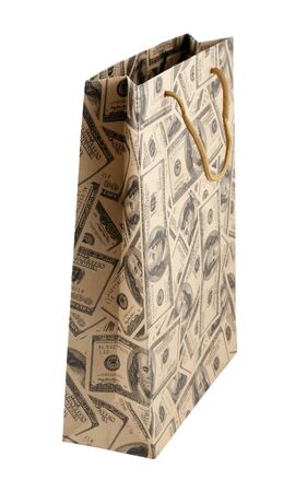Paper bag isolated on white backgroundの写真素材