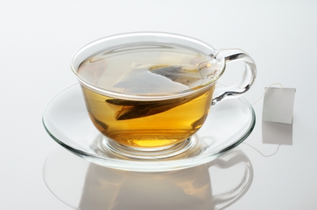 Cup of tea on white background  の写真素材
