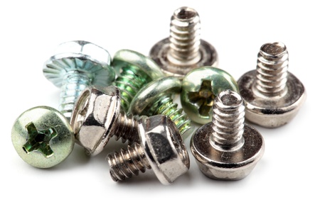 Metal bolts isolated on white background の写真素材