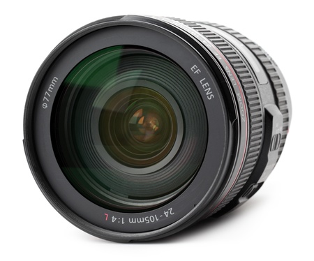 camera lens isolated on a white backgroundの写真素材