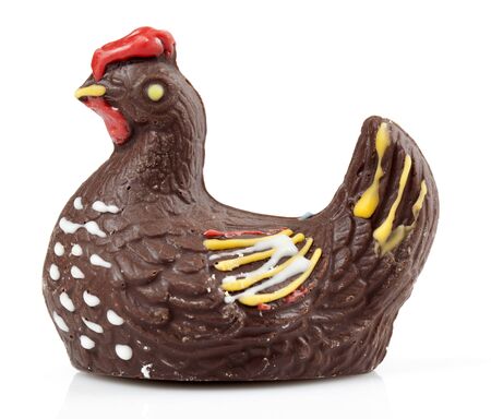 Chocolate chicken isolated on white background の写真素材