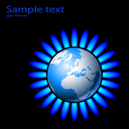 Illustration of Earth and a natural gas flame. Vector. のイラスト素材