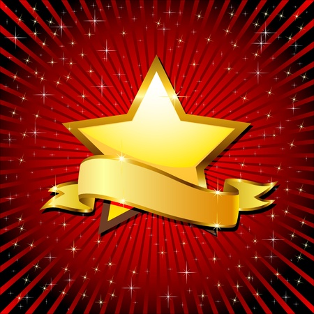 Gold star and gold flagのイラスト素材