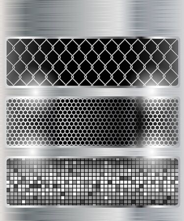 Illustration of a metal background. Set. Vector.のイラスト素材