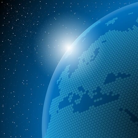 Abstract illustration of the planet earth in outer space. Vector. のイラスト素材