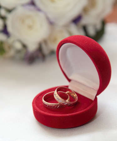wedding rings in a box の写真素材
