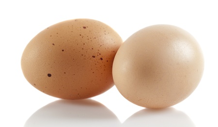 Chicken eggs isolated on white background.