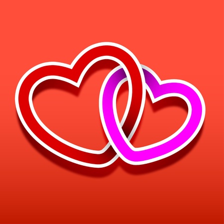 Two hearts on red background.のイラスト素材