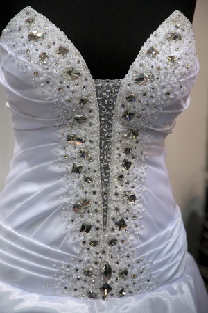 chiffon wedding dress with a mannequinの写真素材