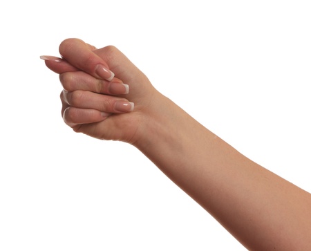 Gesturing with finger hand, isolated on white background の写真素材