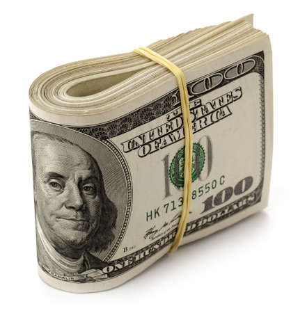 U.S. dollars isolated on white background.の写真素材
