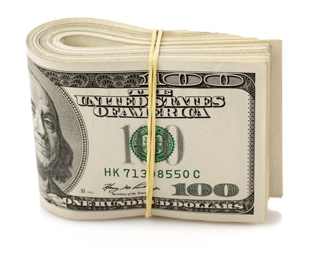 U.S. dollars isolated on white background.の写真素材
