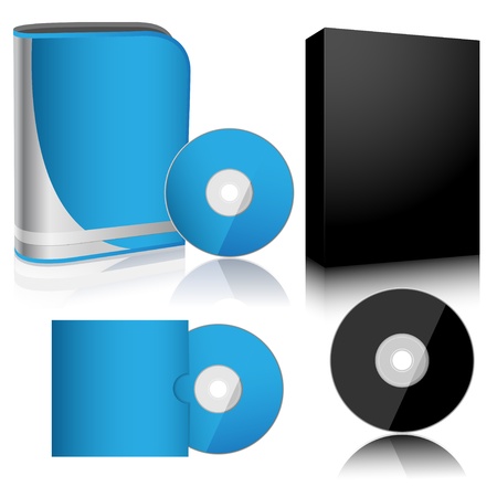 Illustration software box and disc isolated on white background. Vector. のイラスト素材