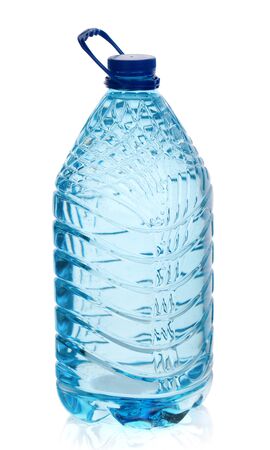 Plastic bottle of drinking water isolated on white の写真素材