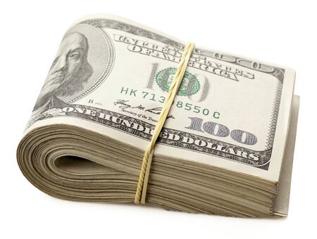 U.S. dollars isolated on white background.の写真素材