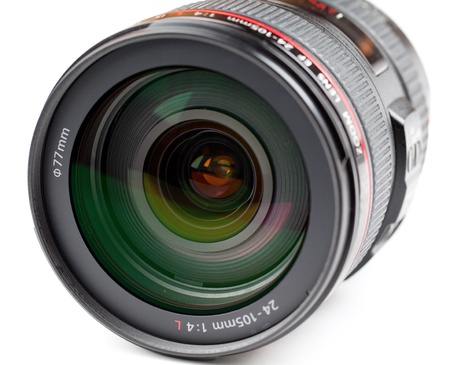 camera lens isolated on a white backgroundの写真素材