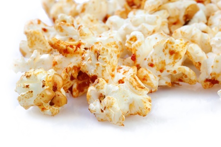 ready popcorn on a white backgroundの写真素材