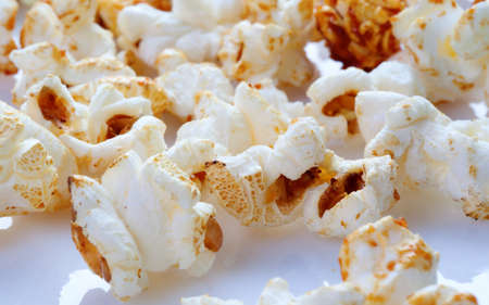 ready popcorn on a white backgroundの写真素材