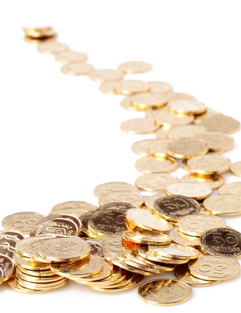 Many gold coins. Loose Change.の写真素材