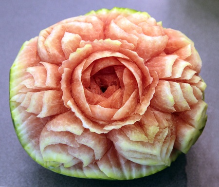 Ripe watermelon  The cut flower roses の写真素材