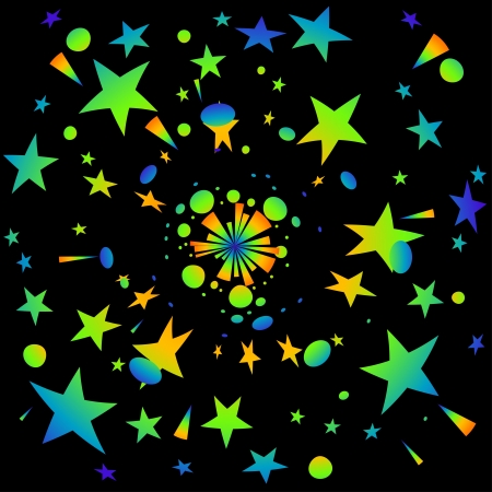 Colorful stars on a black background  Vector のイラスト素材