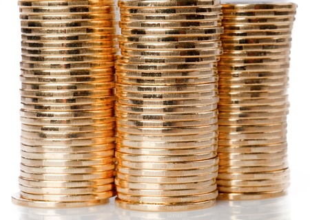 Many gold coins. Loose Change.の写真素材