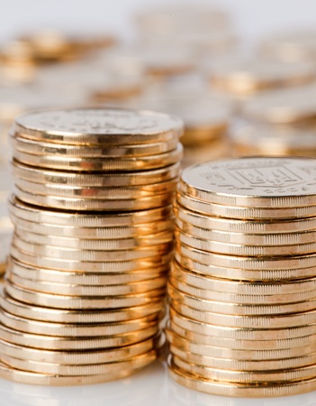 Many gold coins. Loose Change.の写真素材