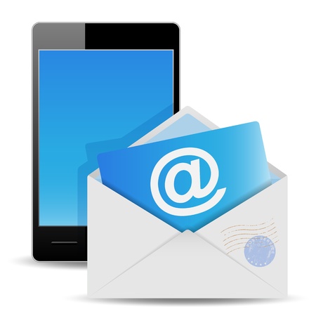 Illustration of envelope and phone on white backgroundのイラスト素材