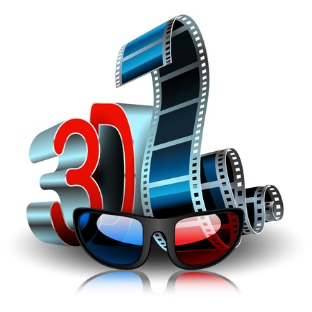 Illustration stereo glasses and film on a white background のイラスト素材