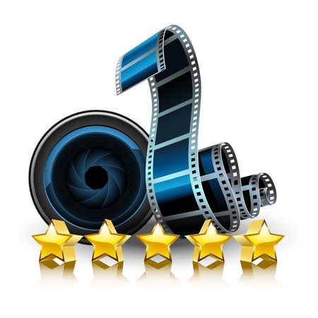 Illustration films, lens and stars on a white backgroundのイラスト素材