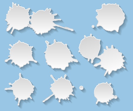 Illustration Set of Paper Blots on a Blue Backgroundのイラスト素材
