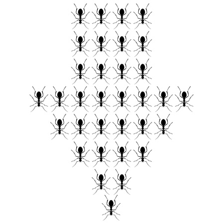 Illustration of Ants in the form of arrows Isolated on a White Backgroundのイラスト素材