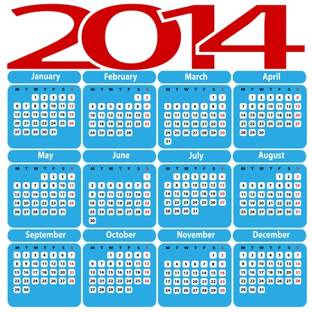 Illustration of calendar 2014 のイラスト素材