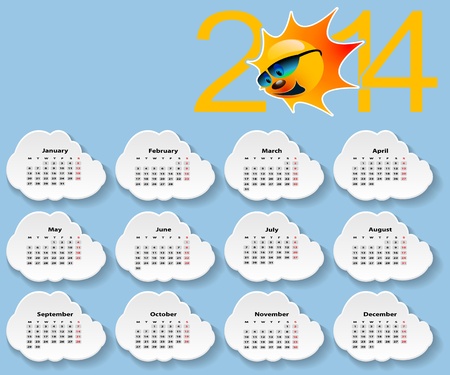 Illustration of a calendar for the clouds and the sunのイラスト素材