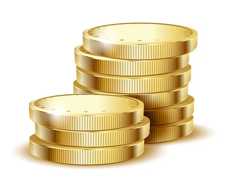 illustration of golden coins isolated on a white background  のイラスト素材