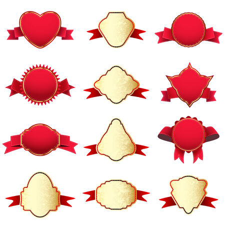 Illustration of set ribbons, labels, tags  Vector のイラスト素材