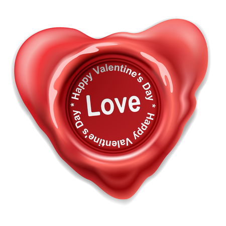 Wax seal in the shape of heart isolated on white background  Vector  Illustration のイラスト素材