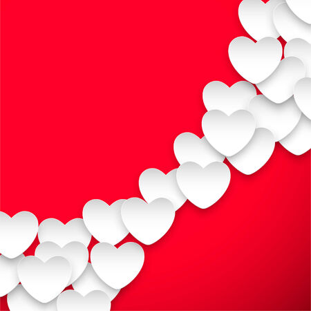 White hearts on a red background  Vector illustration のイラスト素材