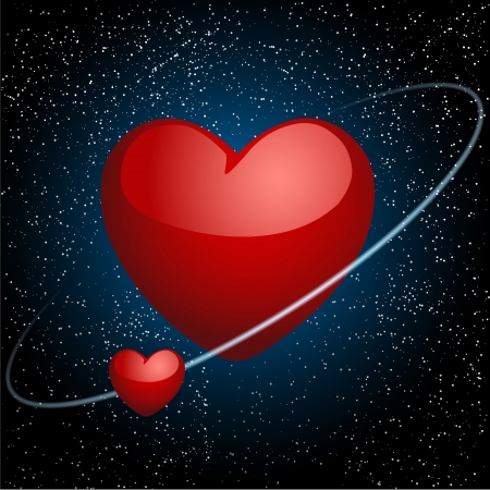 Two hearts on the orbit. Abstraction. Vector. Illustration.のイラスト素材