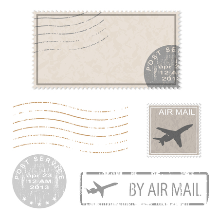 Set of postal business icons, stamps. Vector illustration.のイラスト素材