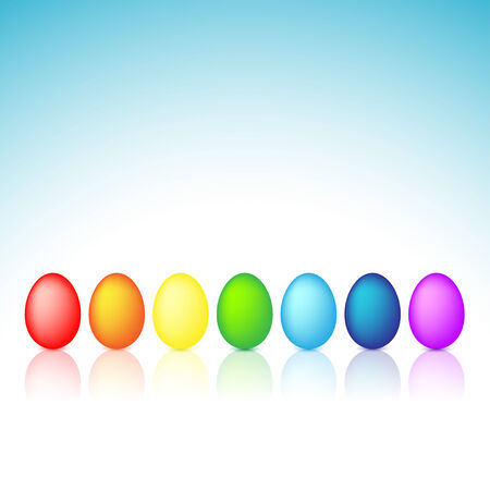 Easter colored eggs on a blue background. Vector illustration.のイラスト素材