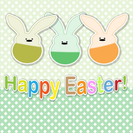 Card, three Easter rabbit. Vector illustration.のイラスト素材