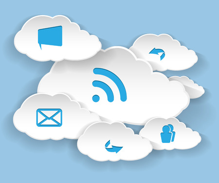 Illustration Clouds for Social Networks on Blue Cloud Computing Concept  Vector  のイラスト素材