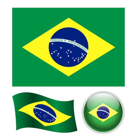 Vector icon and flag of Brazil isolated on white  Illustration のイラスト素材