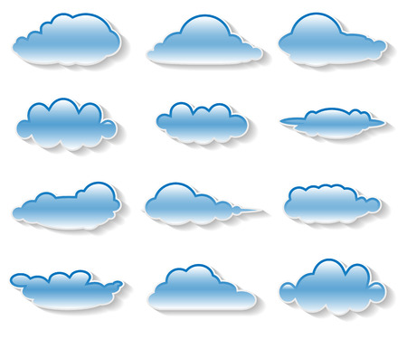 Illustration messages in the form of clouds on white backgroundのイラスト素材