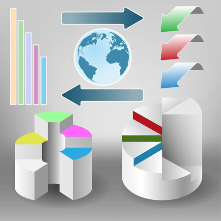 Business infographics. Paper charts with the planet earth elements and icons Illustrationのイラスト素材