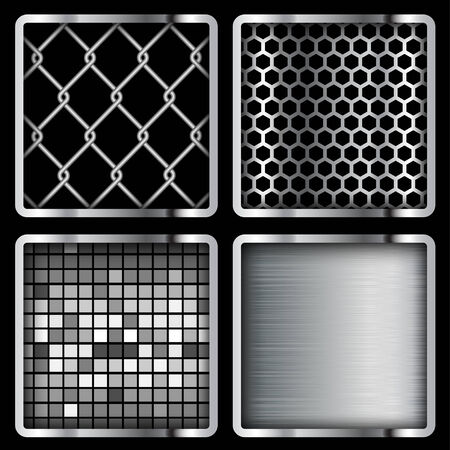 Metal Background, grid, mosaic. Set. のイラスト素材
