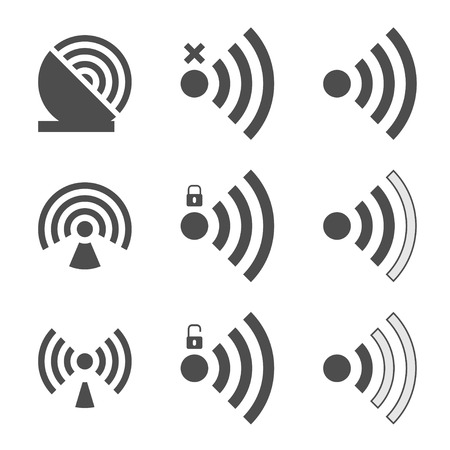 Wifi set icon for radio waves isolated on white background. Vector illustration.のイラスト素材