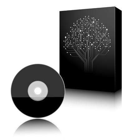 Software. Black Box and Disc on white background. Vector. Illustration.のイラスト素材